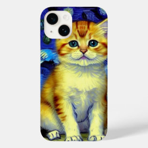 Cute Kitten Starry Night Van Gogh Case-Mate iPhone 14 Case