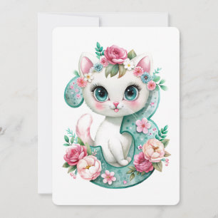Cute Kitten Three Year Old Birthday Holiday Card