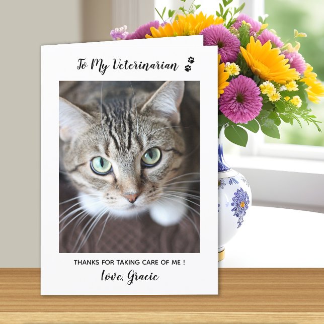 Cute Kitten Veterinarian Pet Care Cat Pet Photo Thank You Card (Creator Uploaded)