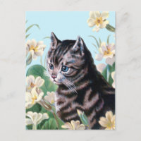 Cute kitten - vintage cat art