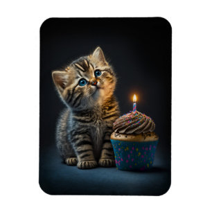 Cute Kitten Wishing Happy Birthday Magnet