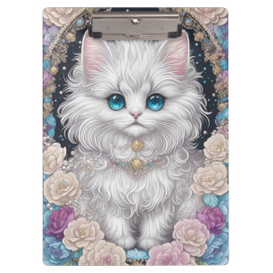 Cute Kitten with Flowers Clipboard
