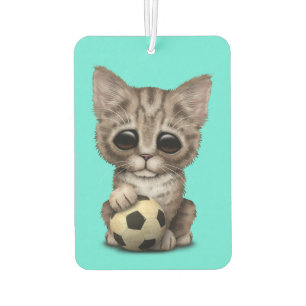 Cute Kitten With Football Soccer Ball Car Air Freshener