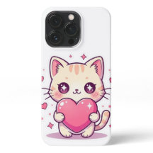 Cute Kitten with Pink Heart - Aesthetic Cat iPhone