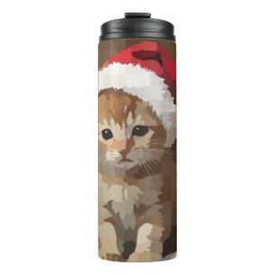 Cute kitten with Santa hat. Thermal Tumbler