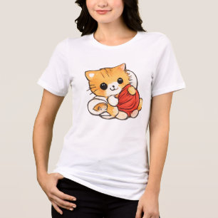 Cute Kitten with Yarn Tri-Blend Shirt