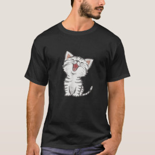 Cute Kitten Yawning T Shirt Adorable Cat Animal Te