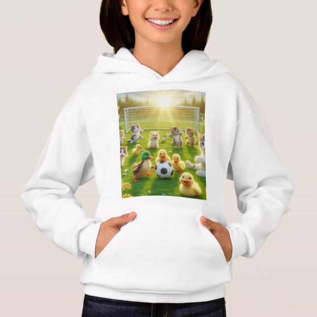 Cute Kittens and Ducklings Playing Soccer – Whimsi (Front)