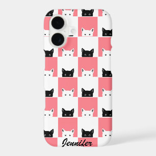 Cute Kittens Black White Pink