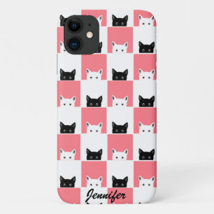 Cute Kittens Black White Pink Case-Mate iPhone Case