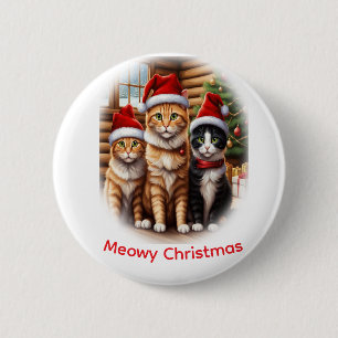 Cute Kittens Christmas 6 Cm Round Badge