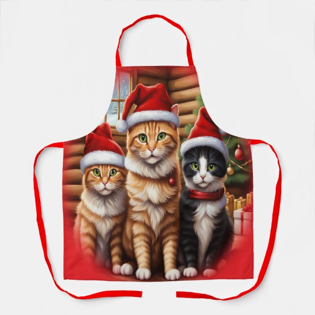 Cute Kittens Christmas Apron (Front)