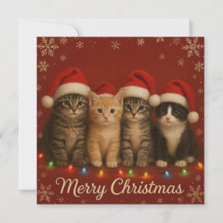 Cute kittens Christmas Card. Holiday Card