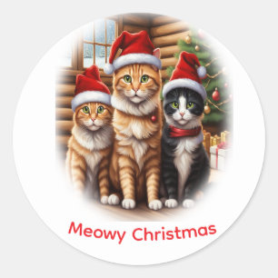 Cute Kittens Christmas Classic Round Sticker