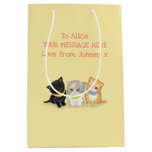 Cute kittens gold personalised gift bag