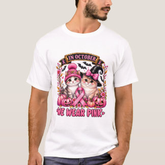 Cute Kittens In October We Wear Pink Breast Cancer T-Shirt