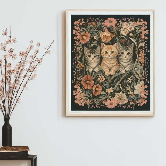 Cute Kittens in the Style of William Morris Poster (Creator Uploaded)
