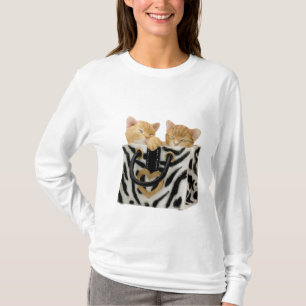 Cute Kittens in Zebra Print Handbag T-Shirt