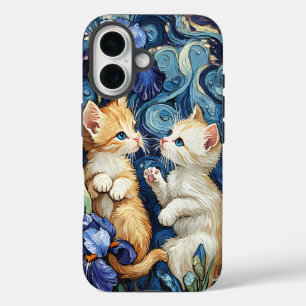 Cute KIttens Playing in Van Gogh Irises Case-Mate  iPhone 16 Case