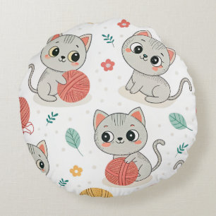 Cute kittens round cushion