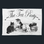 cute kittens tea party kitchen towel<br><div class="desc">cute kittens kitchen towel in black and white monochrome. With its vintage design of cute kittens having a tea party this design would be the perfect gift for the holiday season or birthdays for any cat lover. Buy as a gift for yourself or mum, girlfriend or partner and add a...</div>