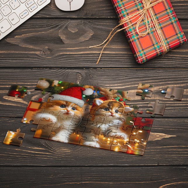 Cute kittens with Santa Claus and reindeer hats 1 Jigsaw Puzzle (Creator Uploaded)