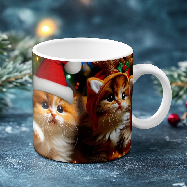 Cute kittens with Santa Claus and reindeer hats 1 Magic Mug (Creator Uploaded)