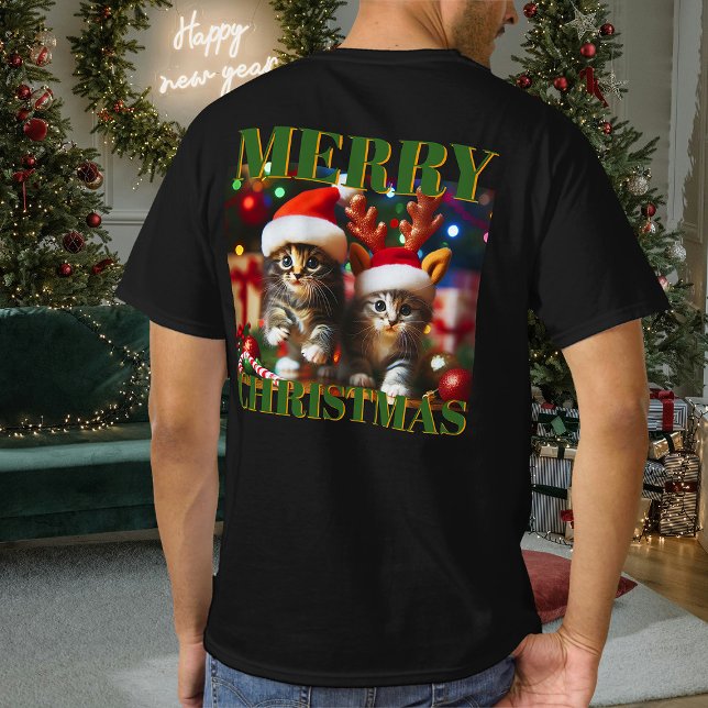 Cute kittens with Santa Claus and reindeer hats 4 T-Shirt (Creator Uploaded)