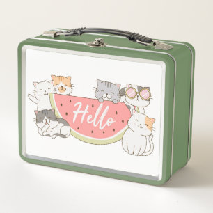 Cute Kittens with Watermelon Metal Lunch Box