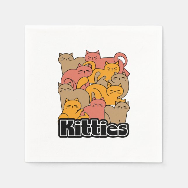 Cute Kitties Design - Adorable Cat Art Napkin (Front)
