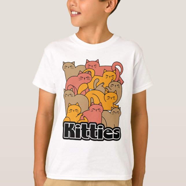 Cute Kitties Design - Adorable Cat Art T-Shirt (Front)