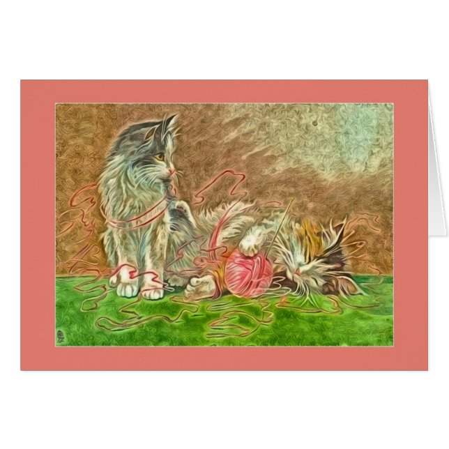 Cute Kitties Playing With Yarn (Front Horizontal)