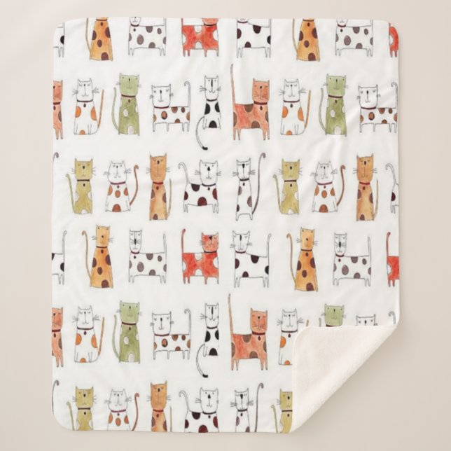 Cute Kitties Sherpa Blanket (Front)