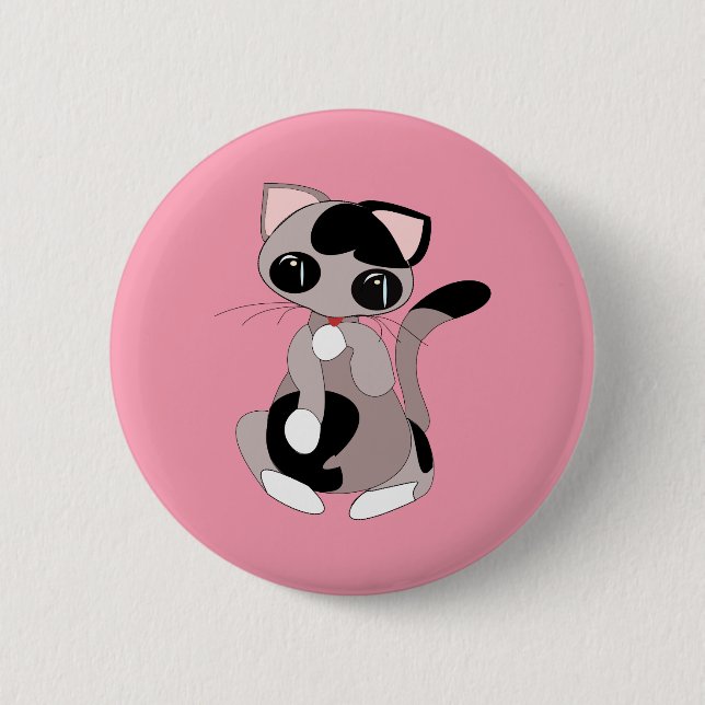 Cute Kitty 6 Cm Round Badge (Front)