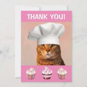 Cute Kitty And Cupcakes Thank You Card