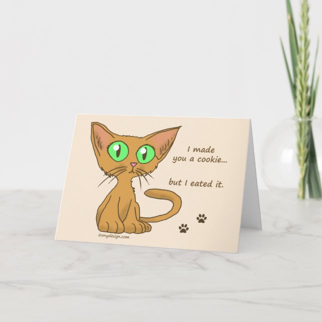 Cute Kitty Ate Your Cookie Card (Front)