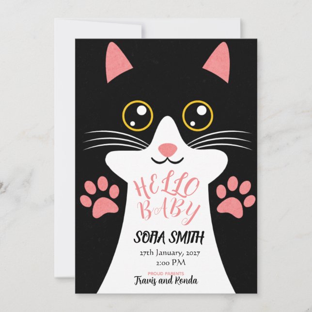 Cute Kitty Baby Arrival Announcement (Front)