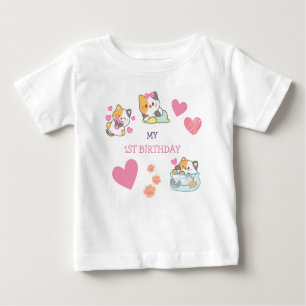 Cute kitty  baby girl birthday   baby T-Shirt