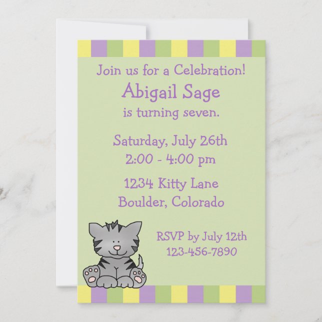 Cute Kitty Birthday Invitation (Front)
