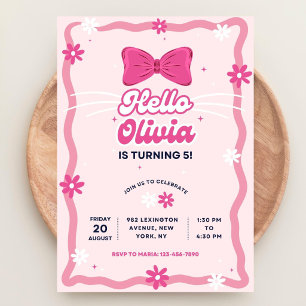 Cute Kitty Birthday Invitation, Editable Kitty Bir Invitation