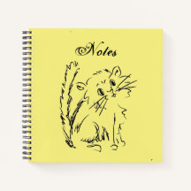 Cute Kitty Cartoon Bright Yellow Square Spiral
