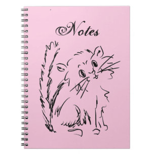 Cute Kitty Cartoon Pink Spiral Notebook