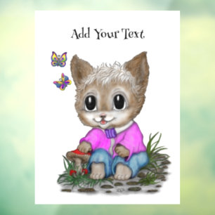 Cute Kitty Cat and Butterfly