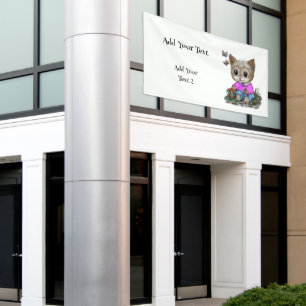 Cute Kitty Cat and Butterfly Banner