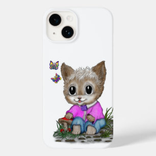 Cute Kitty Cat and Butterfly Case-Mate iPhone 14 Case
