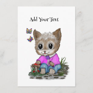 Cute Kitty Cat and Butterfly Enclosure Card