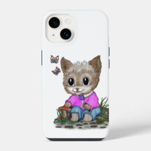Cute Kitty Cat and Butterfly iPhone 14 Case