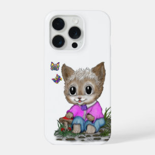 Cute Kitty Cat and Butterfly iPhone 15 Pro Case