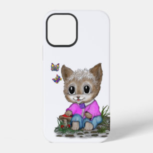Cute Kitty Cat and Butterfly iPhone 12 Case