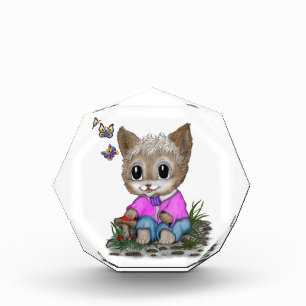 Cute Kitty Cat and Butterfly Photo Block